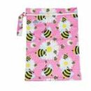 Nasstasche bunt Bienen pink